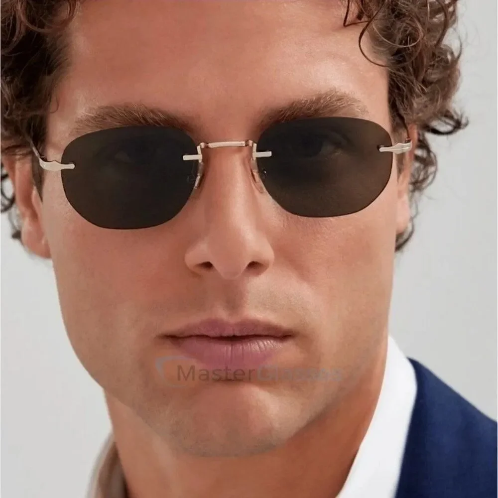 Montblanc Men Sunglasses Gold Grey Square Rimless MB0303S 001 NEW AUTHENTIC